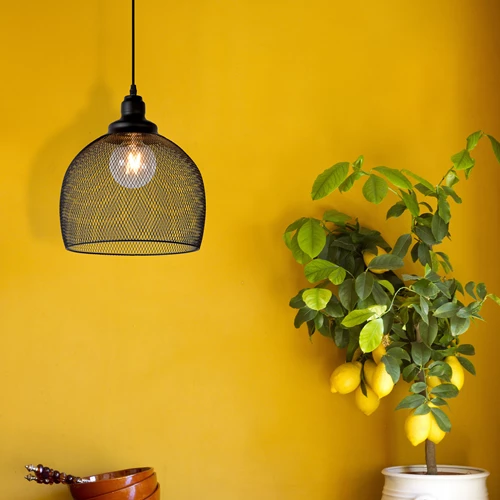Lucide MESH - Hanglamp - Ø 28 cm - 1xE27 - Zwart - sfeer 1